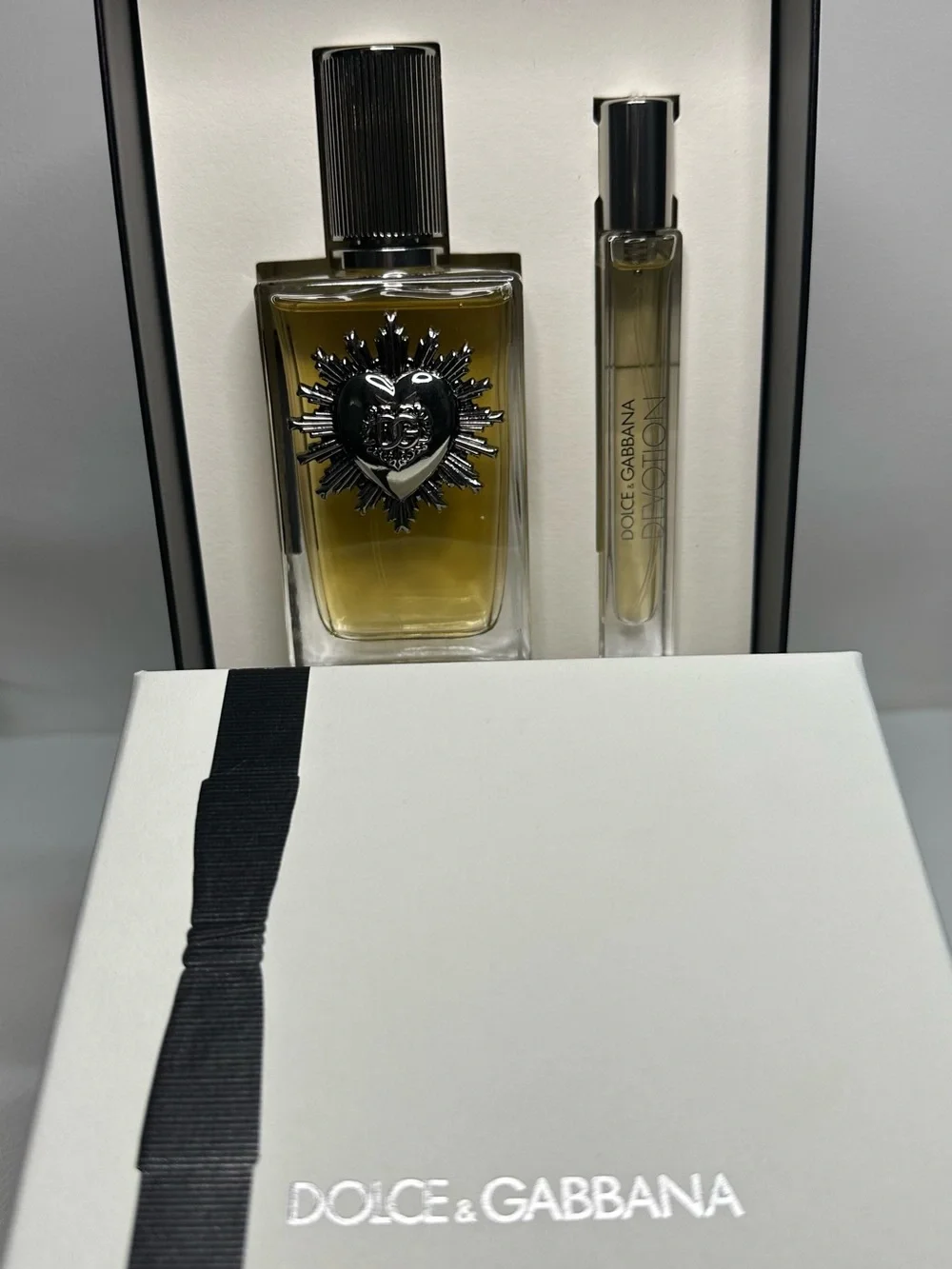 Dolce & Gabbana Men’s Set with Amber Liquid and Silver Accents